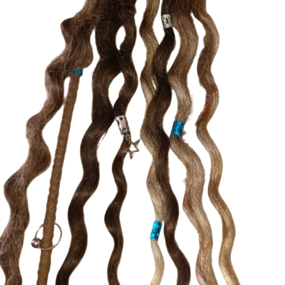 4/$15 Brown & Bld 1pc Braids Dread Clip In Extension Deco & Charms Viking Boho - Picture 11 of 12
